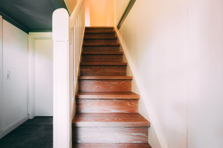 Classic wooden staircase treads and risers in an Ohio home